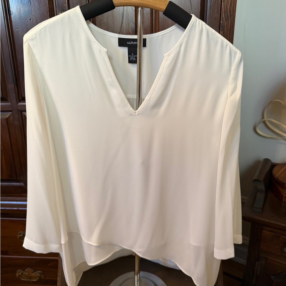 Alfani Women's Cream V-Neck Blouse